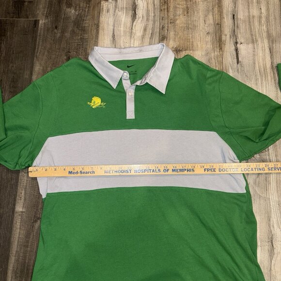 Oregon Ducks Rugby Shirt Men XL Green Gray Nike Colorblock Polo Long Sleeve - Picture 5 of 6